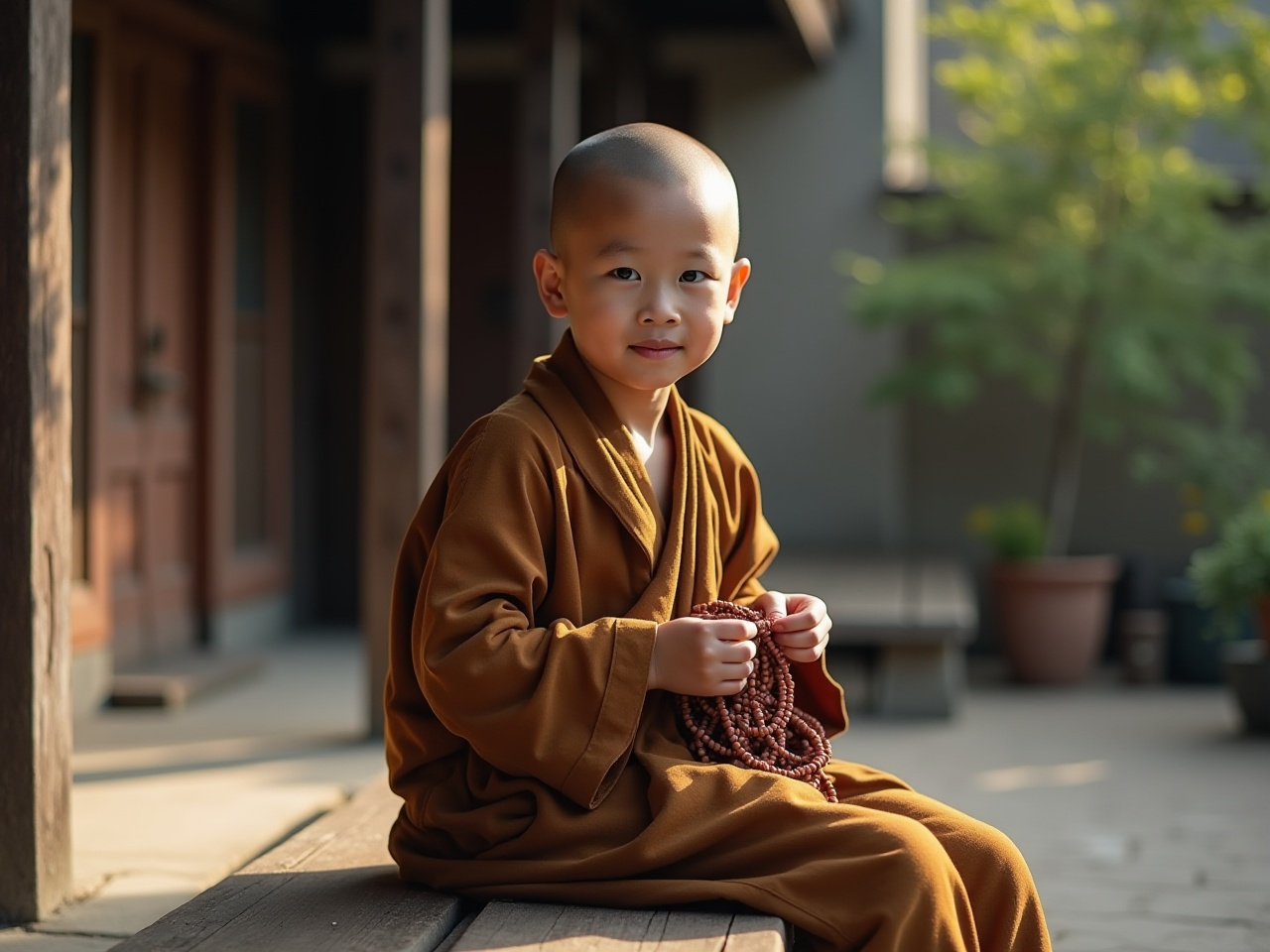 Young monk with mala beads